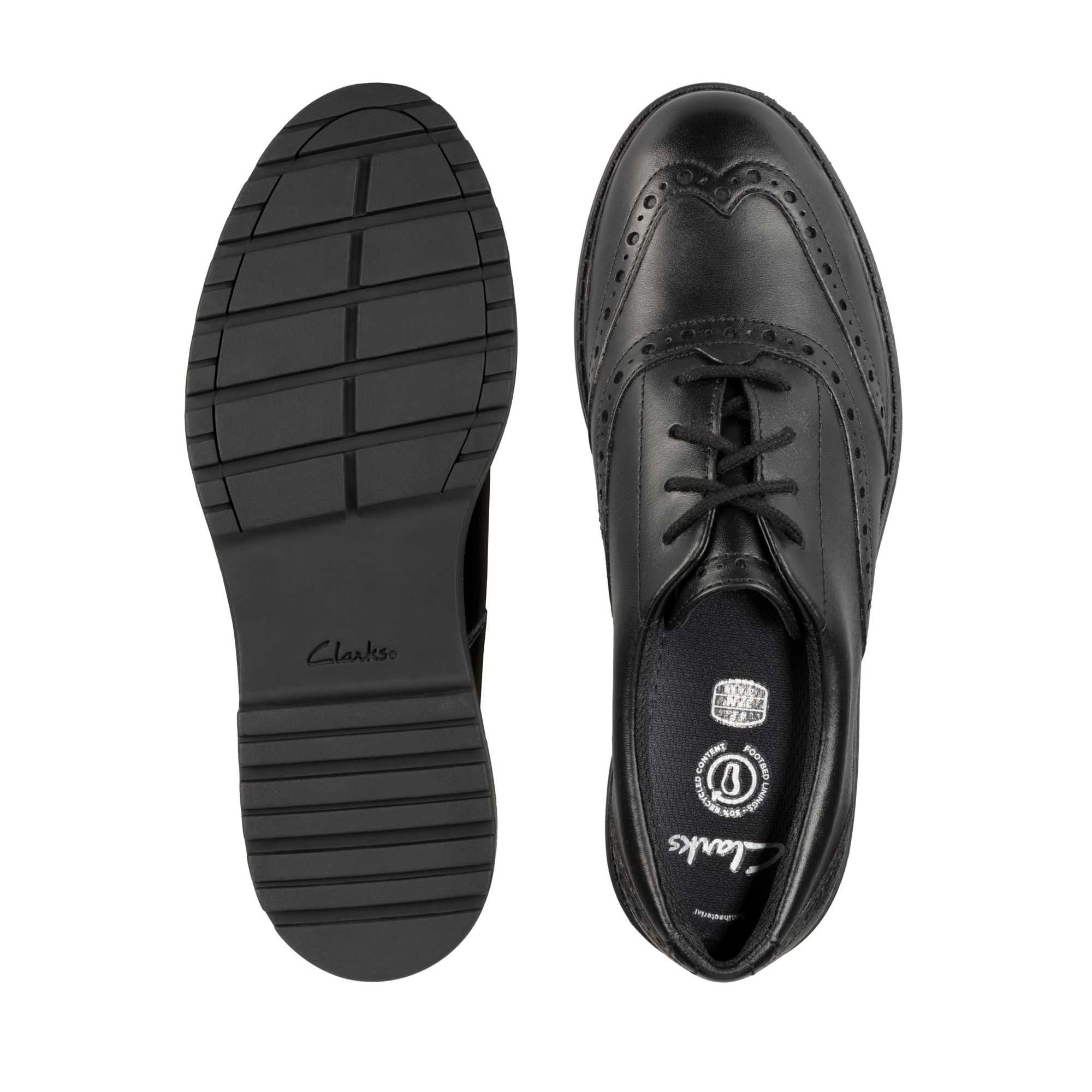 Boty do Školy Clarks Loxham Brogue Youth Černé | 70FZOPYJE