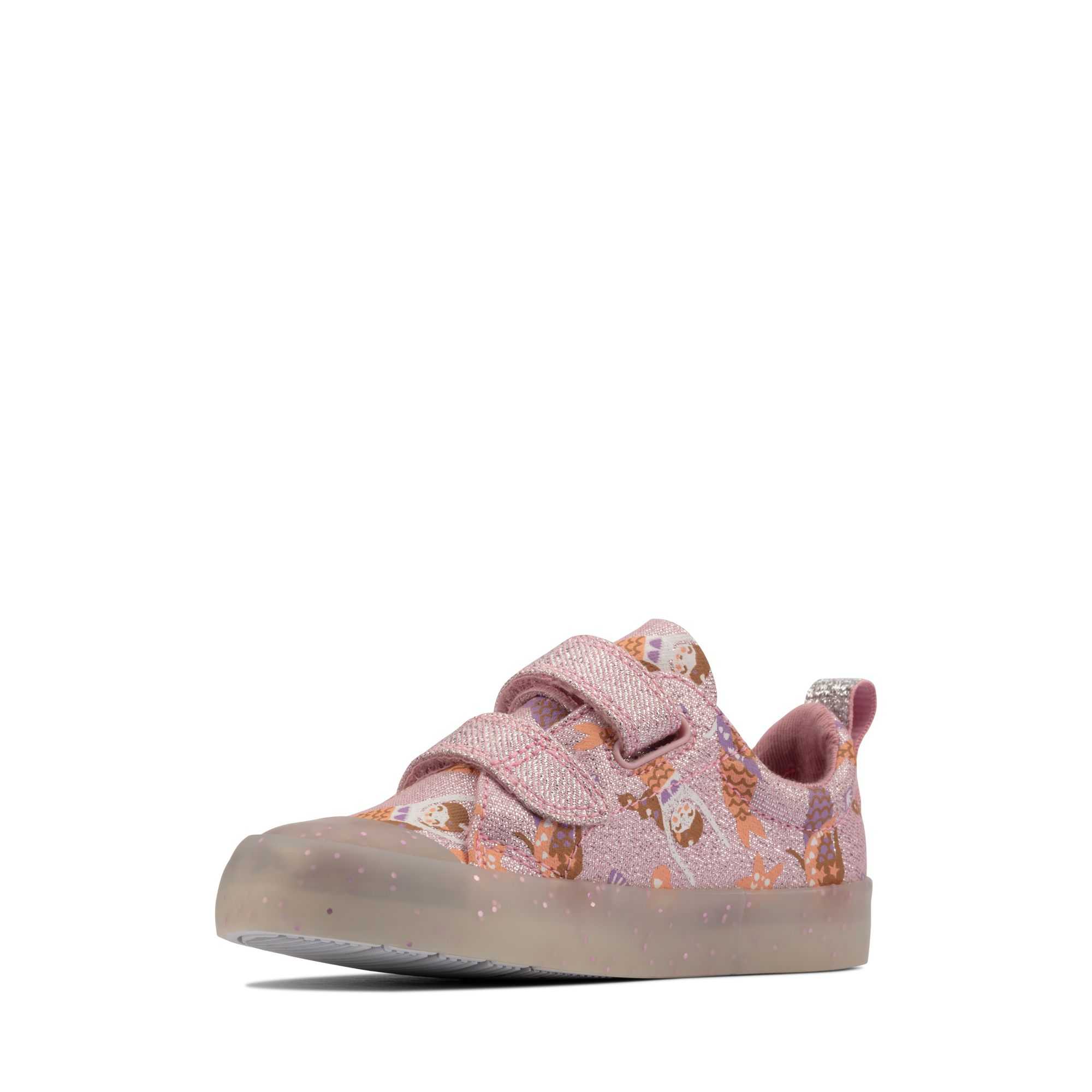 Plátěné Boty Clarks Foxing Print Toddler Růžové | 35ENDUPSM