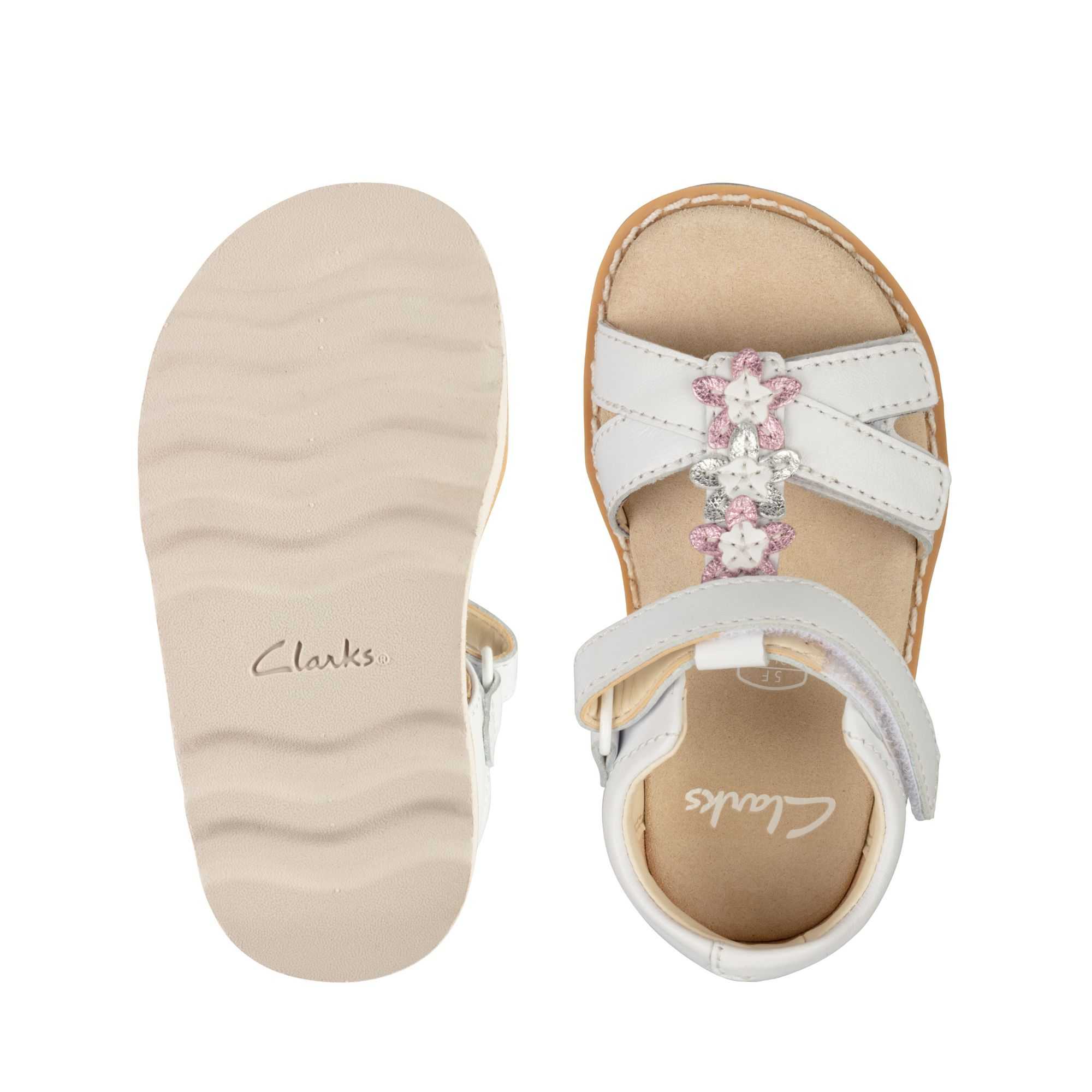 Sandály Clarks Crown Flower Toddler Bílé | 68KEPIUTL